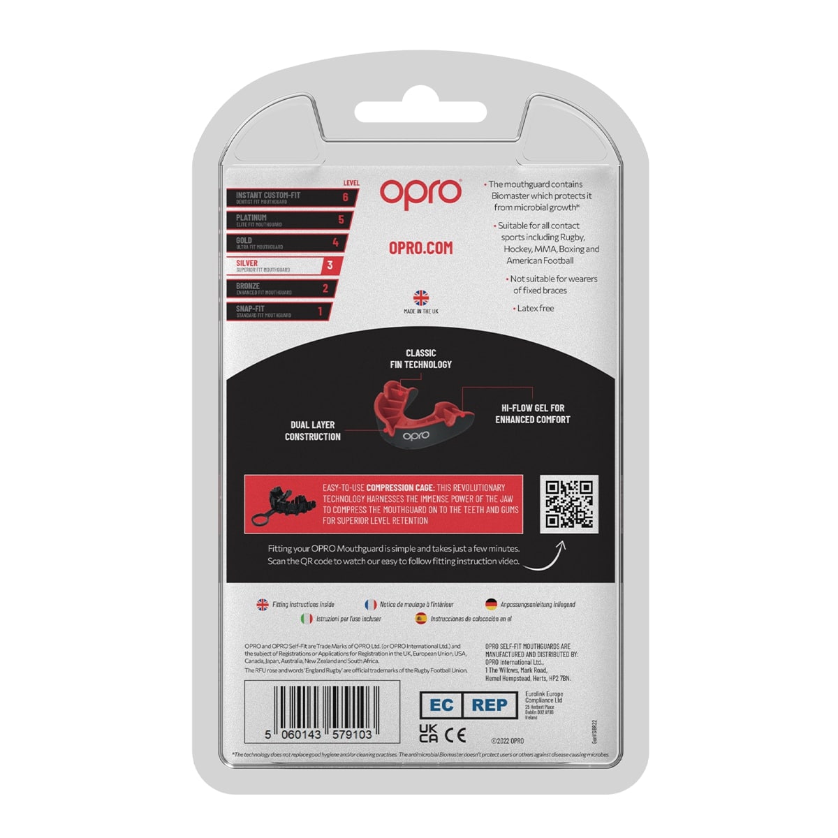 Opro Silver Self Fit Adult 10+ Gum shield