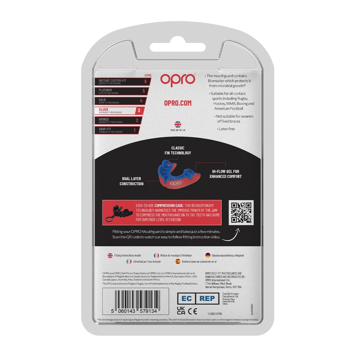 Opro Silver Self Fit Adult 10+ Gum shield