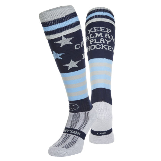 Wacky Sox Keep Calm and Play Hockey Navy