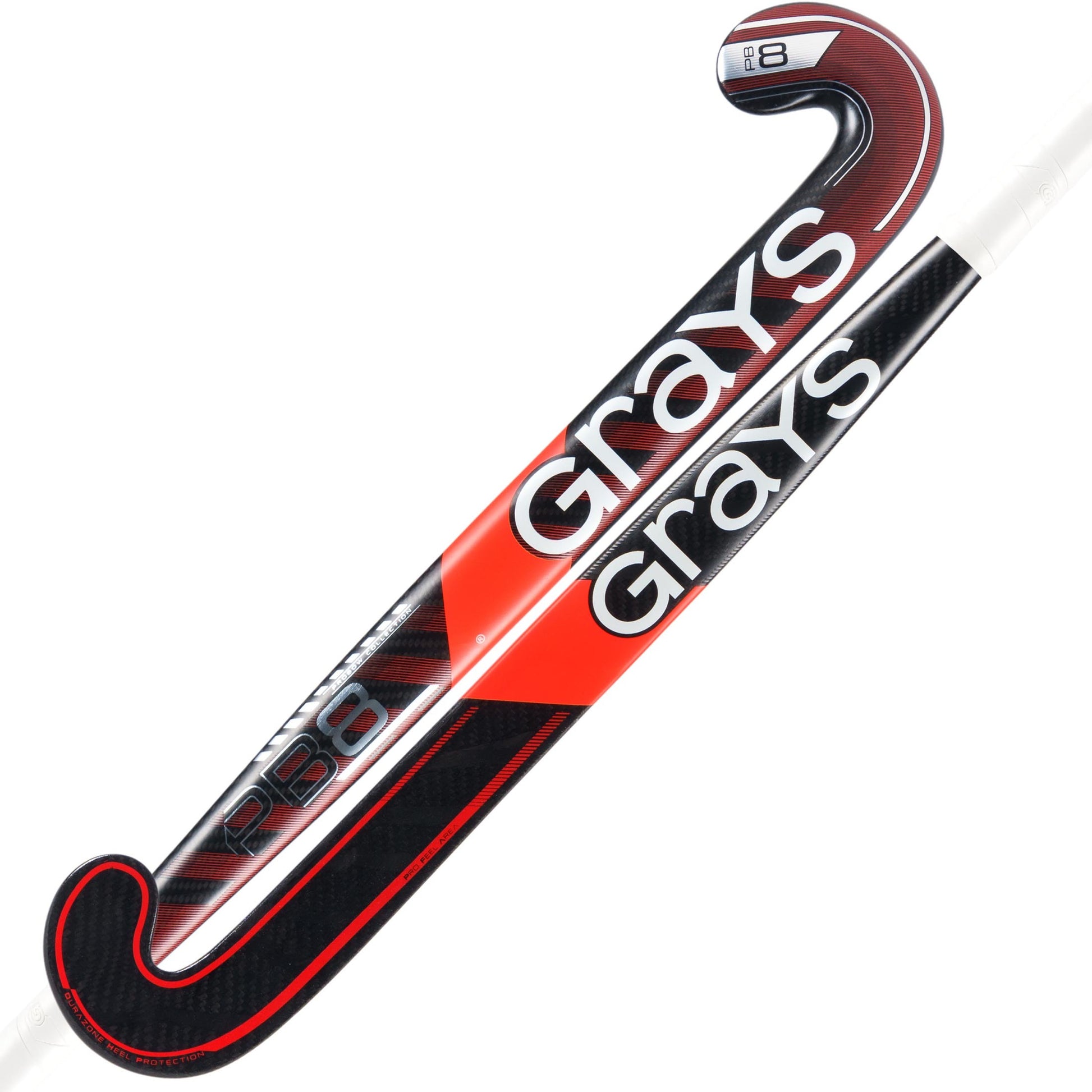 Grays PB 8 Snr Hockey Stick - Black / Hot Red - 26/27
