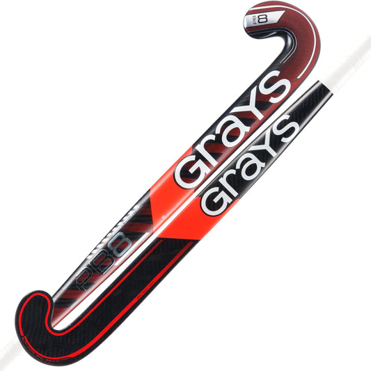 Grays PB 8 Snr Hockey Stick - Black / Hot Red - 26/27