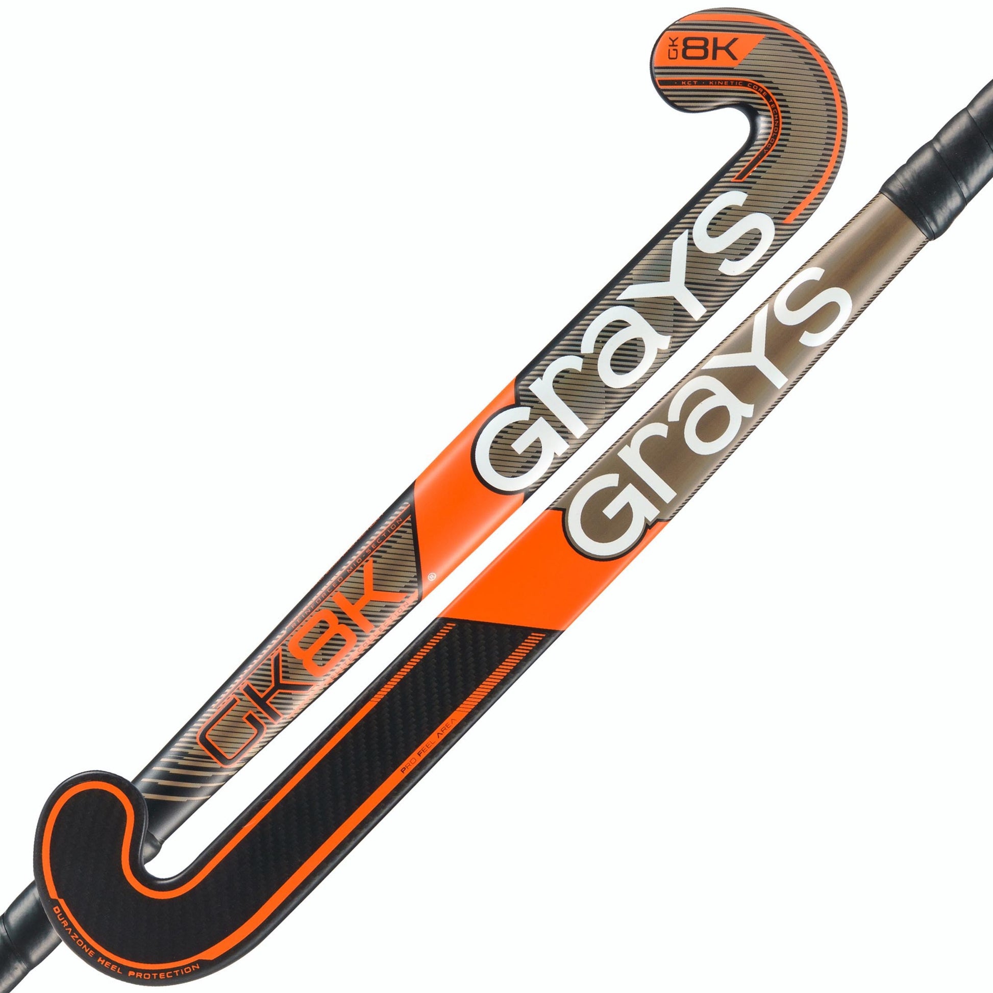 Grays GK8K Elite Snr Hockey Stick - Metallic Black / Fluoro Orange - 26/27