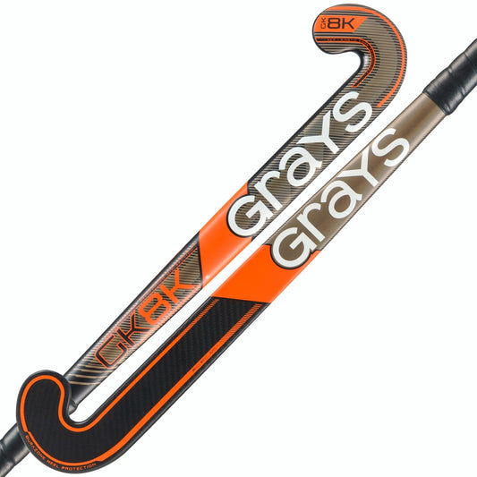 Grays GK8K Elite Snr Hockey Stick - Metallic Black / Fluoro Orange - 26/27