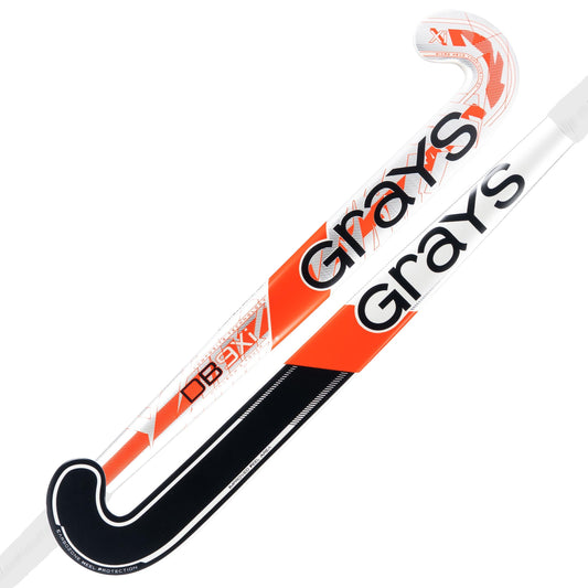 Grays DB9Xi Dynabow Snr Hockey Stick - White / Orange / Silver - 26/27