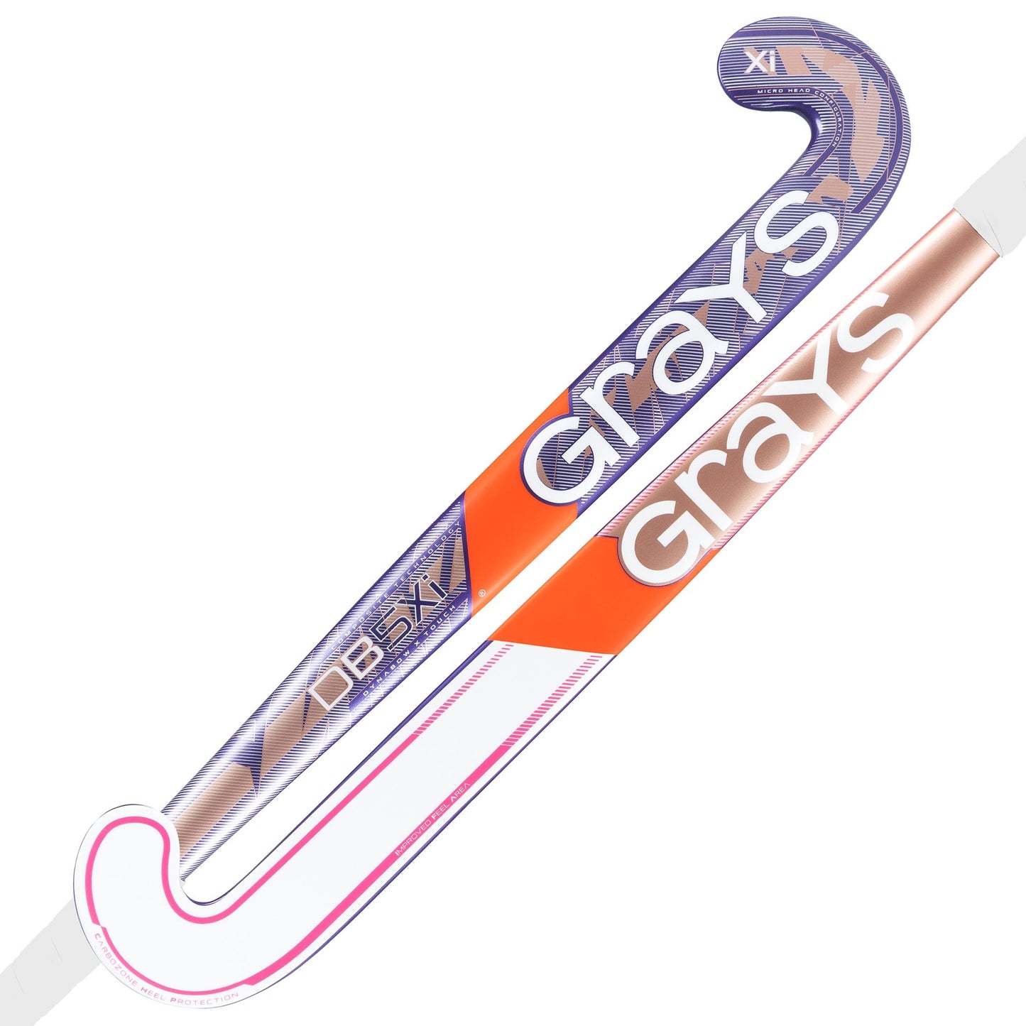Grays DB5Xi Dynabow Snr Hockey Stick - Black / Rose Gold / Silver - 26/27