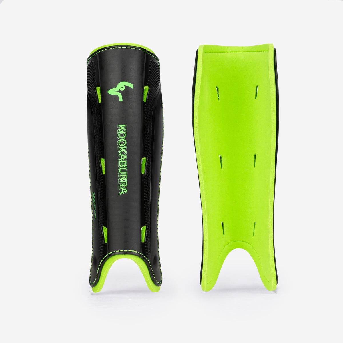 Kookaburra Edge Shin Guards Lime and Black
