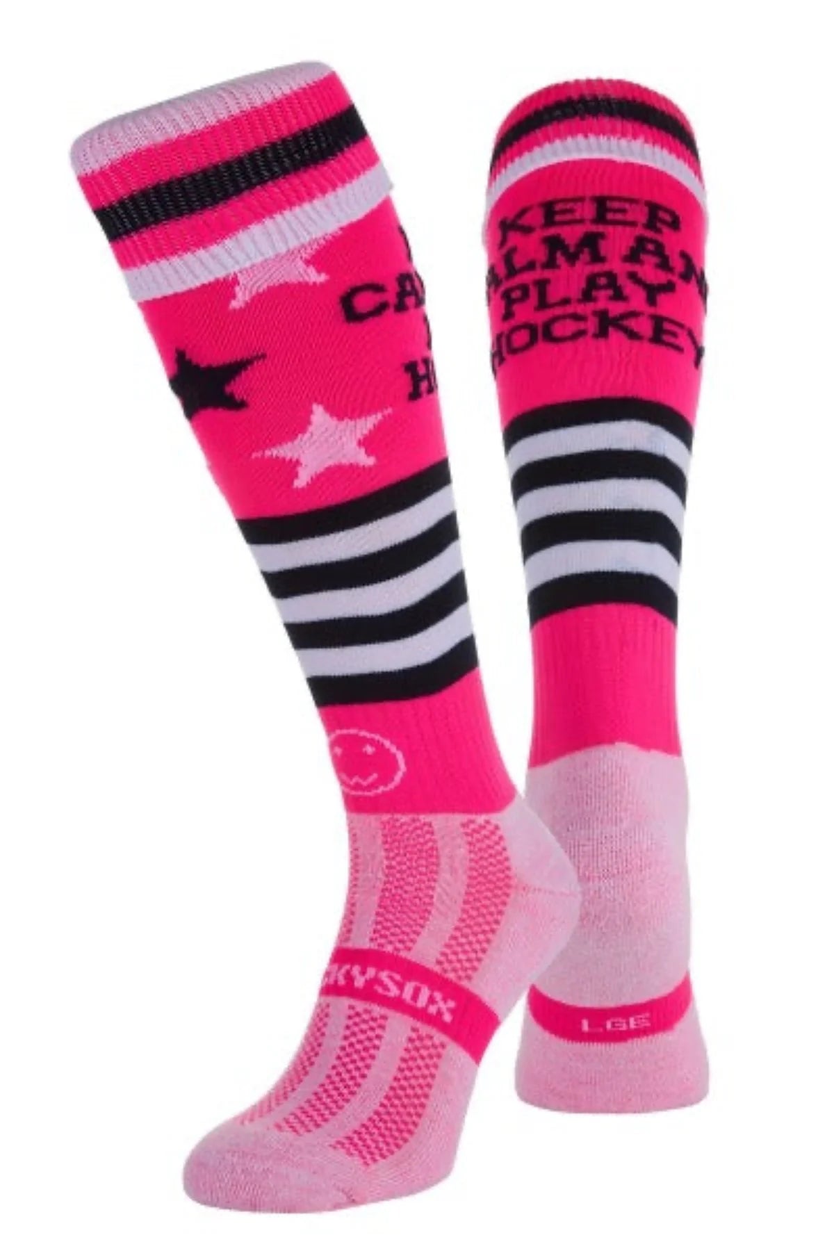 Wacky Sox Keep Calm Play Hockey Pink